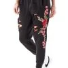 CARMAR ROSE EMBROIDERED RIPPED SWEATPANTS 2 CARMAR ROSE EMBROIDERED RIPPED SWEATPANTS