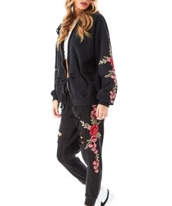 CARMAR ROSE EMBROIDERED RIPPED SWEATPANTS