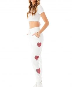 CARMAR RHINESTONE HEART SWEATPANTS