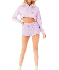 CARMAR RIPPED CROPPED HOODIE SWEATSHIRTS