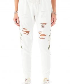 CARMAR ROSE EMBROIDERED RIPPED SWEATPANTS
