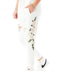 CARMAR ROSE EMBROIDERED RIPPED SWEATPANTS