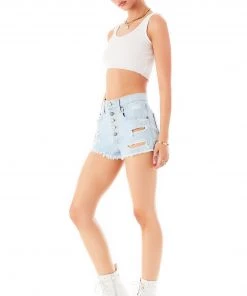 CARMAR TITANIA LODESTONE EXPOSED BUTTON DENIM SHORTS