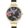 Nine West Watches Floral Dial Strap Watch