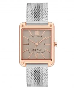 Nine West Watches Rectangular Case Mesh Bracelet Watch