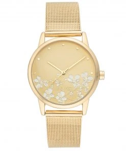 Nine West Watches Floral Dial Mesh Bracelet Watch