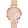 Nine West Watches Floral Dial Smooth Strap Watch