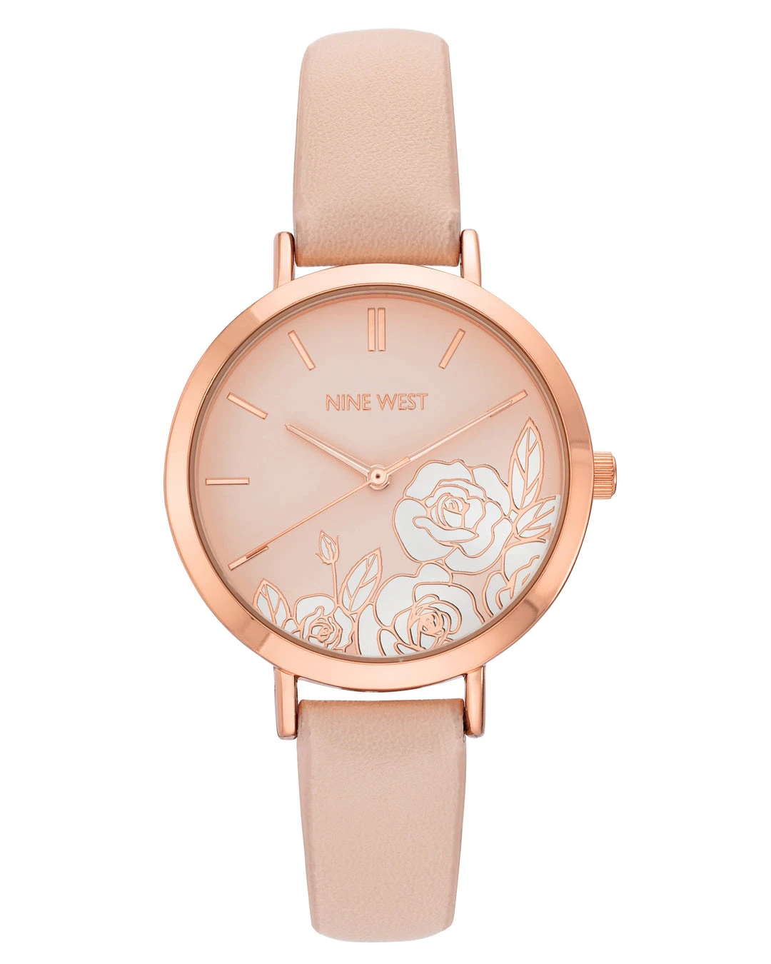 Nine West Watches Floral Dial Smooth Strap Watch 3 Nine West Watches Floral Dial Smooth Strap Watch