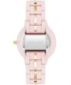 Nine West Watches Metallic Accented Rubberized Bracelet Watch