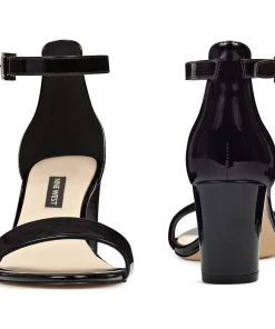 Nine West Pruce Ankle Strap Block Heel Sandals Shoes