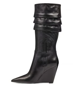 Nine West Vernese Scrunched Wedge Boots 11 Nine West Vernese Scrunched Wedge Boots