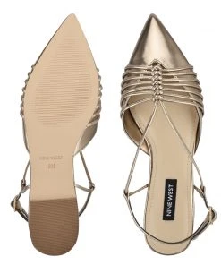 Nine West Aida Slingback Pointy Toe Flats Metallic Mindset