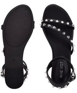 Nine West Bernie Studded Flat Sandals Fun Flats 11 Nine West Bernie Studded Flat Sandals Fun Flats