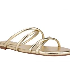 Nine West Beva Flat Slide Sandals Metallic Mindset