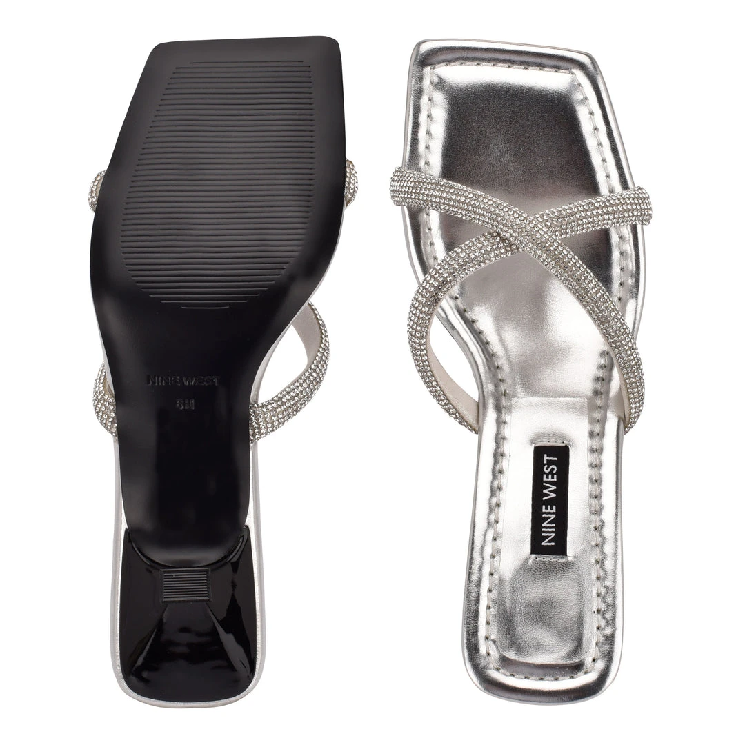 Nine West Heel Appeal Blonde Heeled Slide Sandals 7 Nine West Heel Appeal Blonde Heeled Slide Sandals