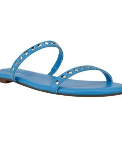 Nine West Brandie Flat Studded Slide Sandals Color Pop