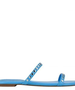 Nine West Brandie Flat Studded Slide Sandals Color Pop