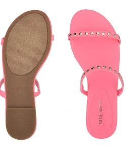 Nine West Brandie Flat Studded Slide Sandals Color Pop