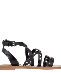 Nine West Cane Flat Studded Sandals Flats