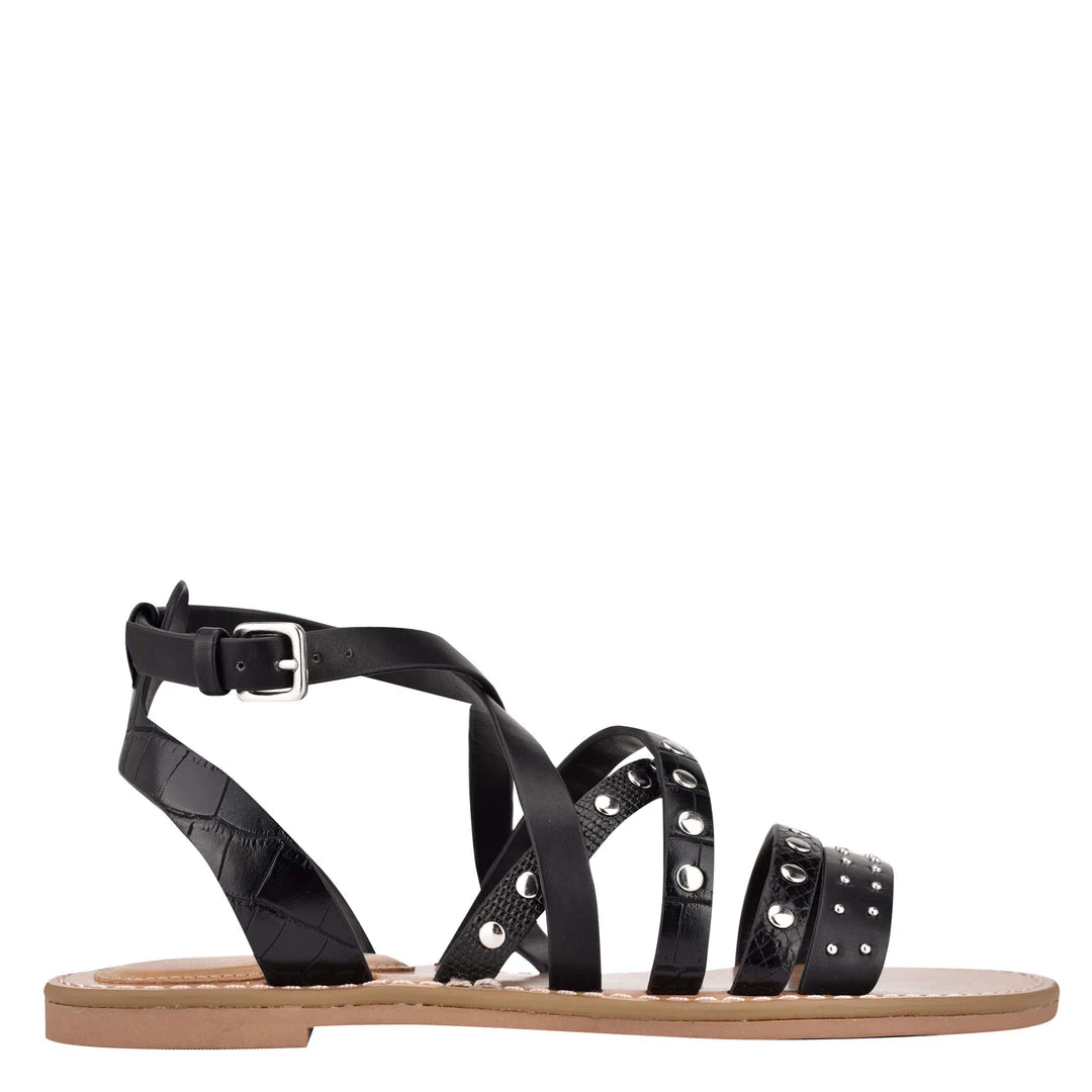Nine West Cane Flat Studded Sandals Flats 3 Nine West Cane Flat Studded Sandals Flats