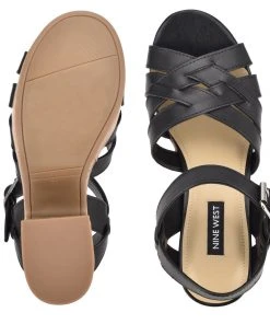 Nine West Cheers Heeled Platform Sandals Weave Got You