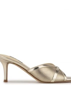 Nine West Dainty Heeled Slide Sandals Metallic Mindset