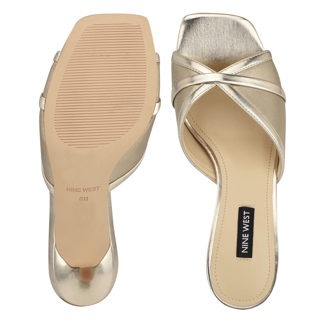 Nine West Dainty Heeled Slide Sandals Metallic Mindset 7 Nine West Dainty Heeled Slide Sandals Metallic Mindset