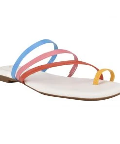 Nine West Darbie Flat Toe Ring Slide Sandals Color Pop