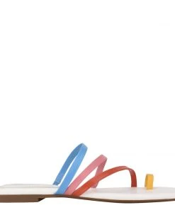 Nine West Darbie Flat Toe Ring Slide Sandals Color Pop