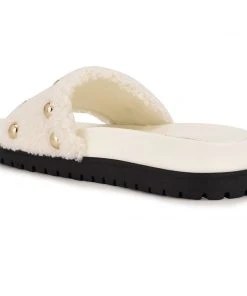 Nine West Freely Studded Flat Slide Sandals High Impact Platforms