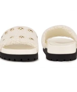 Nine West Freely Studded Flat Slide Sandals High Impact Platforms