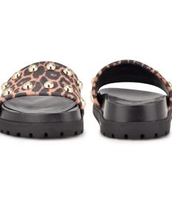 Nine West Freely Studded Flat Slide Sandals High Impact Platforms