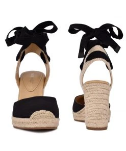 Nine West Lace It Up Friend Ankle Wrap Espadrille Wedge Sandals