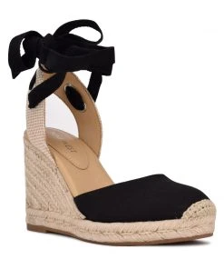 Nine West Lace It Up Friend Ankle Wrap Espadrille Wedge Sandals
