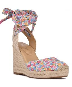 Nine West Lace It Up Friend Ankle Wrap Espadrille Wedge Sandals