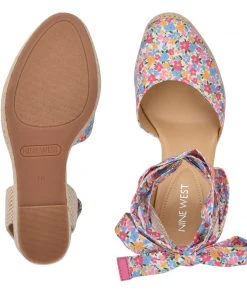 Nine West Lace It Up Friend Ankle Wrap Espadrille Wedge Sandals