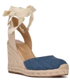Nine West Lace It Up Friend Ankle Wrap Espadrille Wedge Sandals
