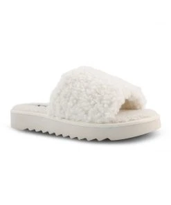 Nine West Fuzzie Cozy Flat Slide Sandals Mules & Slides