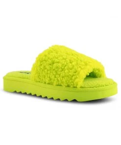 Nine West Fuzzie Cozy Flat Slide Sandals 8 Nine West Fuzzie Cozy Flat Slide Sandals