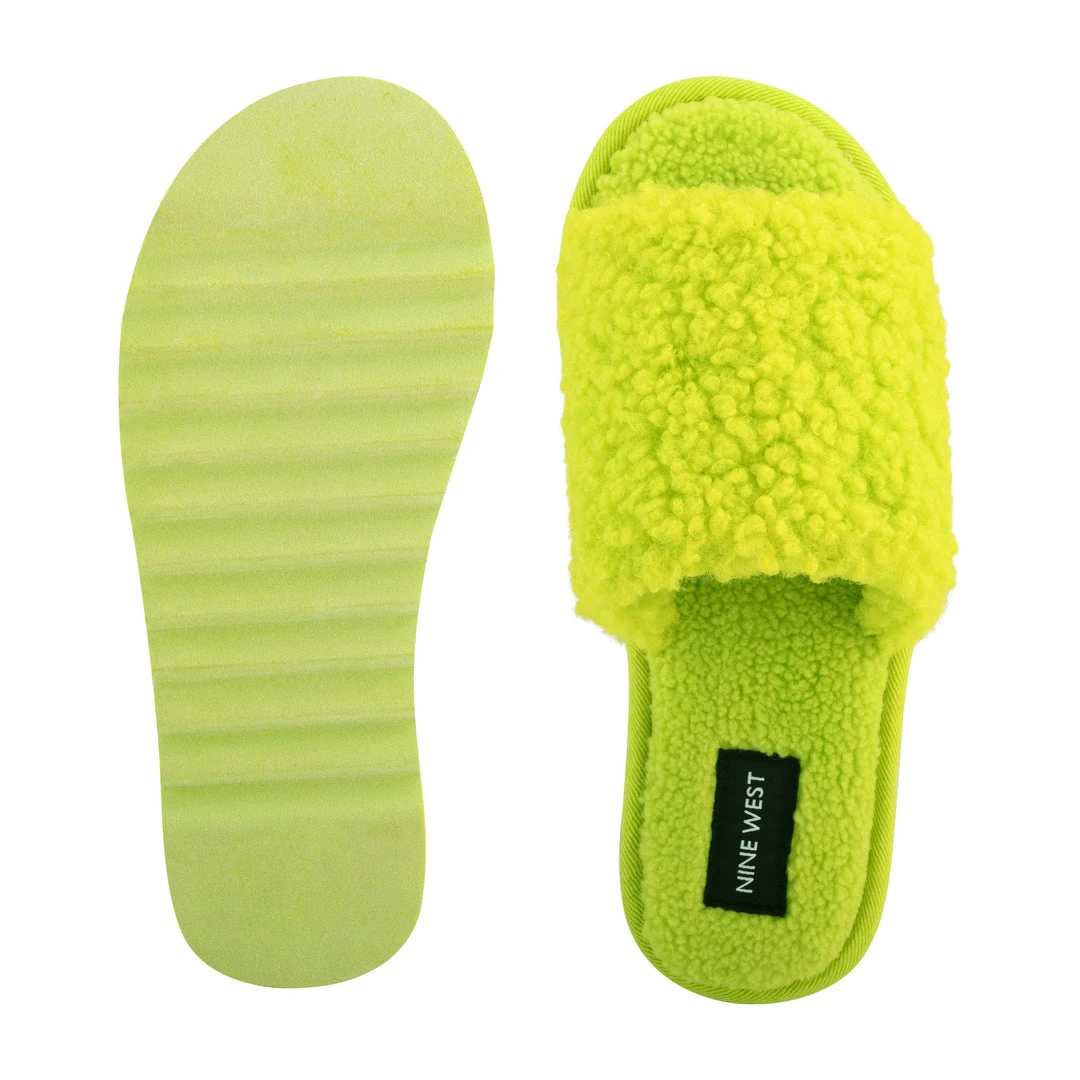 Nine West Fuzzie Cozy Flat Slide Sandals 7 Nine West Fuzzie Cozy Flat Slide Sandals