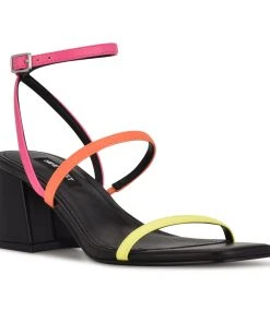 Nine West Color Pop Gali Block Heel Slide Sandals