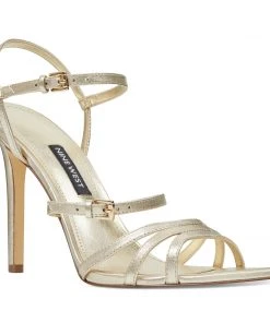 Nine West Gilficco Strappy Sandals Metallic Mindset