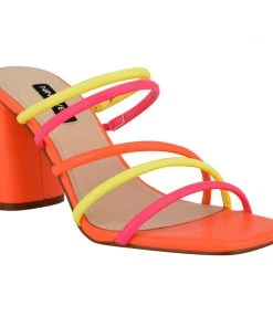 Nine West Girlie Block Heel Slide Sandals Color Pop