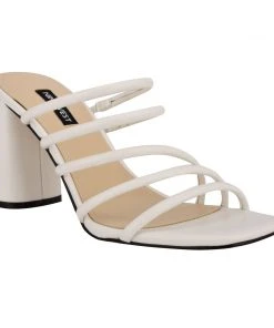 Nine West Girlie Block Heel Slide Sandals Shoes