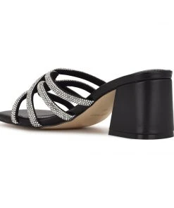 Nine West Glitz Block Heel Slide Sandals