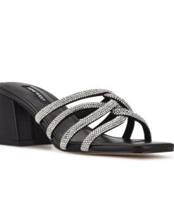 Nine West Glitz Block Heel Slide Sandals