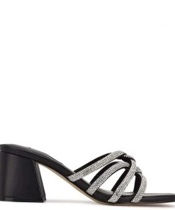 Nine West Glitz Block Heel Slide Sandals