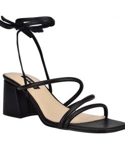 Nine West Gorg Ankle Wrap Block Heel Sandals