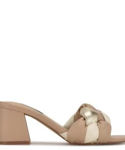 Nine West Gotit Block Heel Slide Sandals Weave Got You