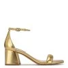 Nine West Gretal Ankle Strap Block Heel Sandals Metallic Mindset